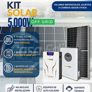 KIT DE ENERGIA SOLAR 5.000WH/DIA (MPPT) LITIO