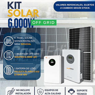 KIT DE ENERGIA SOLAR 6.000WH/DIA (MPPT) LITIO