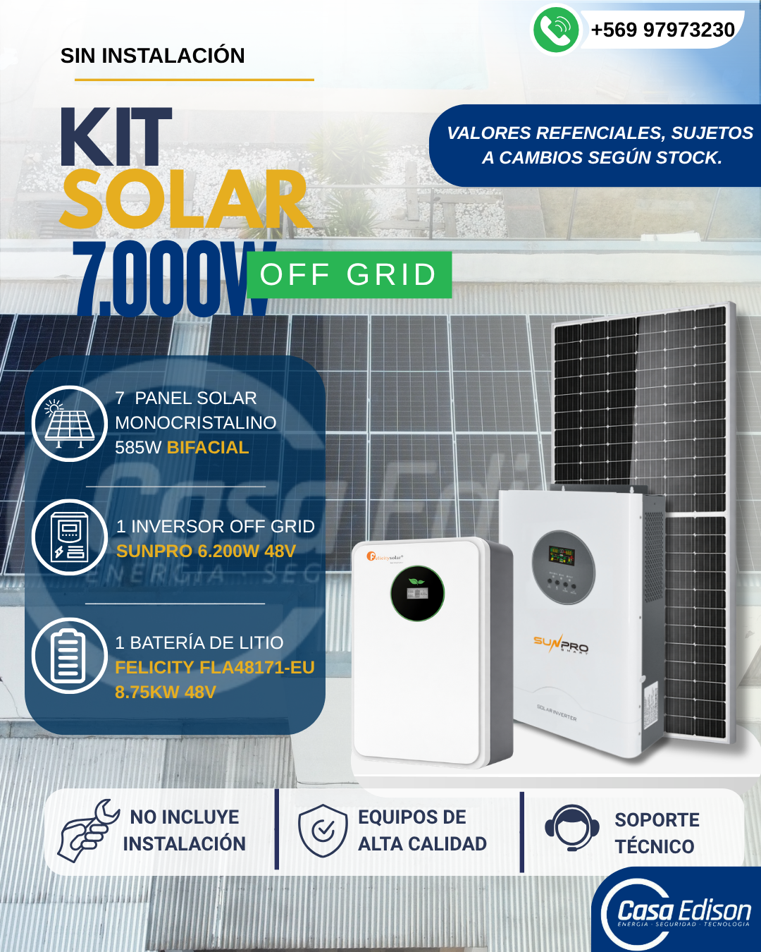KIT DE ENERGIA SOLAR 7.000WH/DIA (MPPT) LITIO