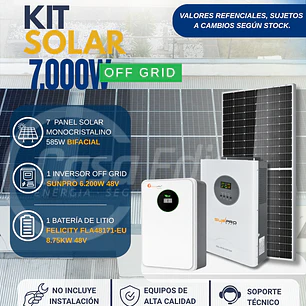 KIT DE ENERGIA SOLAR 7.000WH/DIA (MPPT) LITIO