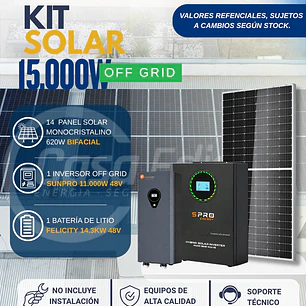 KIT DE ENERGIA SOLAR 15.000WH/DIA (MPPT) LITIO