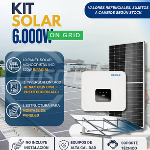 KIT DE ENERGIA SOLAR ON GRID 6KWP