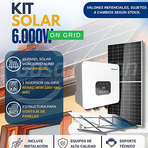 KIT DE ENERGIA SOLAR ON GRID 6KWP - INCLUYE INSTALACION