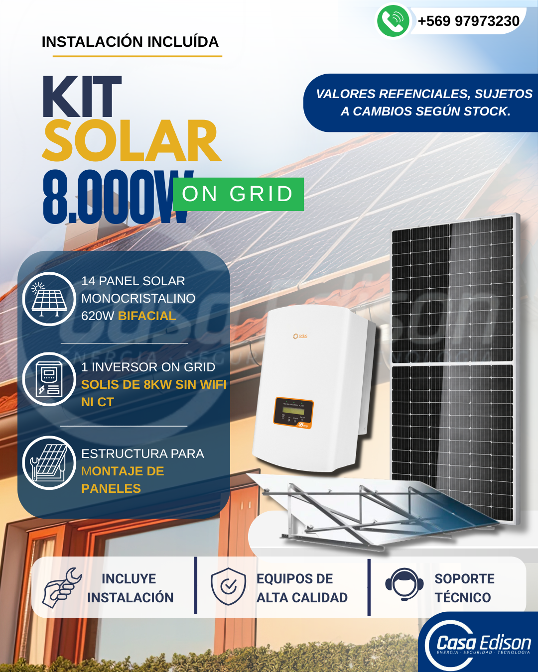 KIT DE ENERGIA SOLAR ON GRID 8KWP - INCLUYE INSTALACION