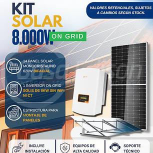 KIT DE ENERGIA SOLAR ON GRID 8KWP - INCLUYE INSTALACION