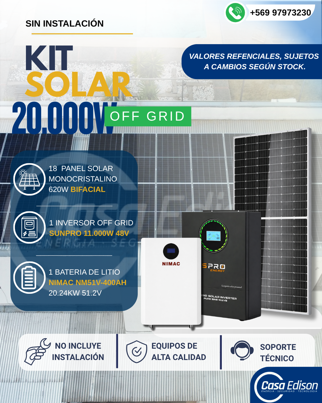 KIT DE ENERGIA SOLAR 20.000WH/DIA (MPPT) LITIO