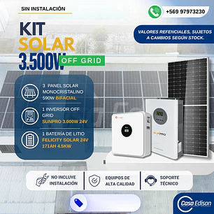 KIT DE ENERGIA SOLAR 3.500WH/DIA (MPPT) LITIO