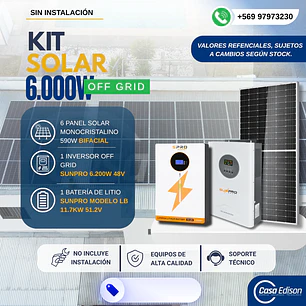 KIT DE ENERGIA SOLAR 6.000WH/DIA (MPPT) LITIO