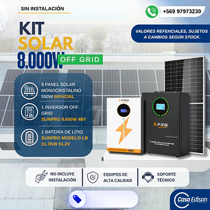 KIT DE ENERGIA SOLAR 8.000WH/DIA (MPPT) (LITIO)