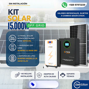 KIT DE ENERGIA SOLAR 15.000WH/DIA (MPPT) LITIO