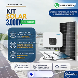 KIT DE ENERGIA SOLAR ON GRID 3KWP