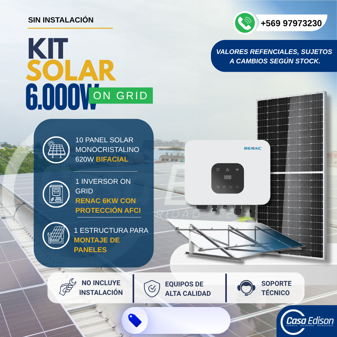 KIT DE ENERGIA SOLAR ON GRID 6KWP