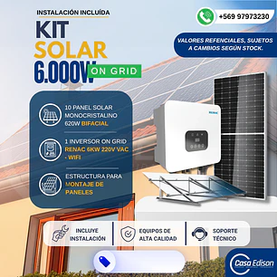 KIT DE ENERGIA SOLAR ON GRID 6KWP - INCLUYE INSTALACION