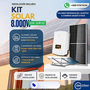 KIT DE ENERGIA SOLAR ON GRID 8KWP - INCLUYE INSTALACION