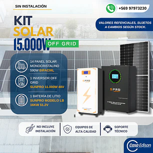 KIT DE ENERGIA SOLAR 15.000WH/DIA (MPPT) LITIO