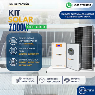 KIT DE ENERGIA SOLAR 7.000WH/DIA (MPPT) LITIO