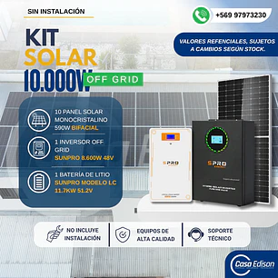 KIT DE ENERGIA SOLAR 10.000WH/DIA (MPPT) LITIO