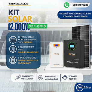 KIT DE ENERGIA SOLAR 12.000WH/DIA (MPPT) LITIO