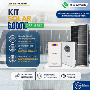 KIT DE ENERGIA SOLAR 6.000WH/DIA (MPPT) LITIO