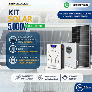 KIT DE ENERGIA SOLAR 5.000WH/DIA (MPPT) LITIO