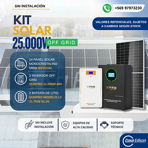 KIT DE ENERGIA SOLAR 25.000WH/DIA (MPPT) LITIO
