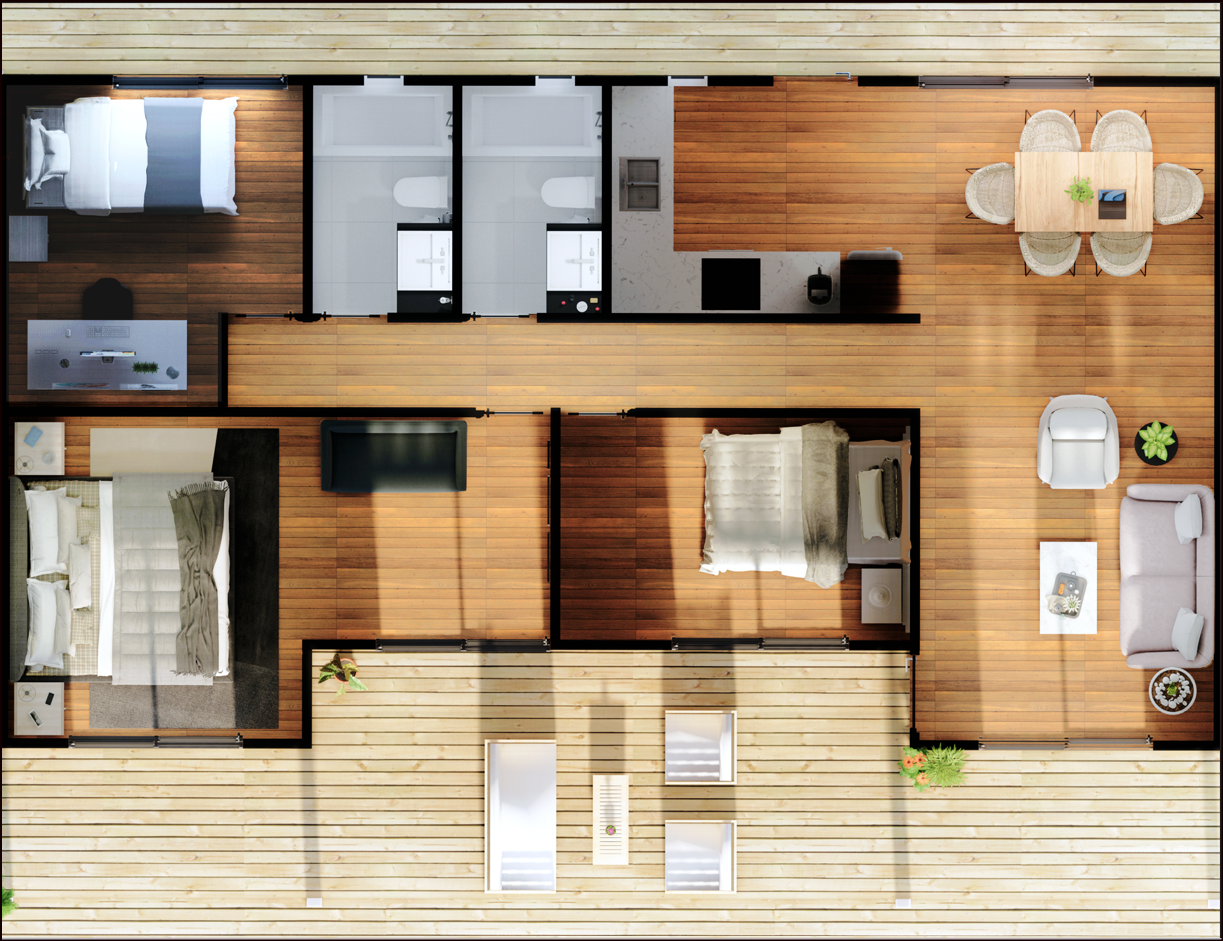 CASA MEDITERRÁNEA 80M2 - OBRA GRUESA HABITABLE PANEL SIP