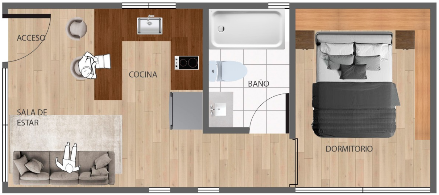 TINY HOUSE - CASA 30M2 - OBRA GRUESA HABITABLE PANEL SIP