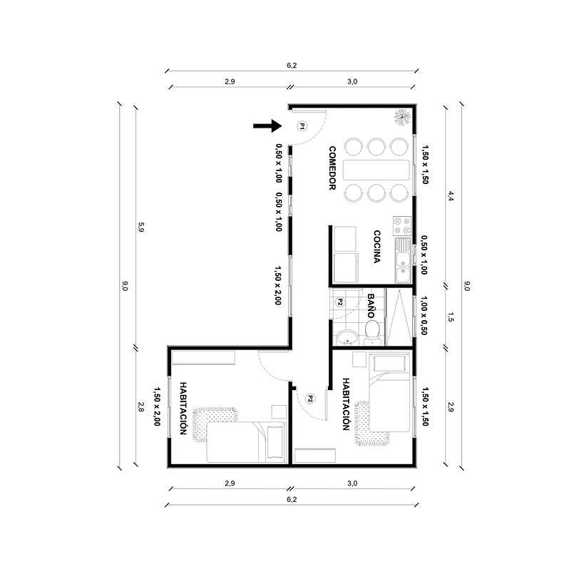 Casa Yelcho 36 m² 2