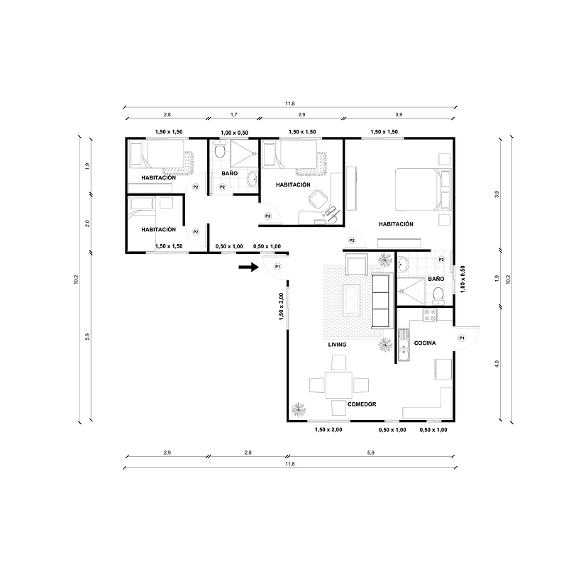 Casa Toltén 117 m² 2