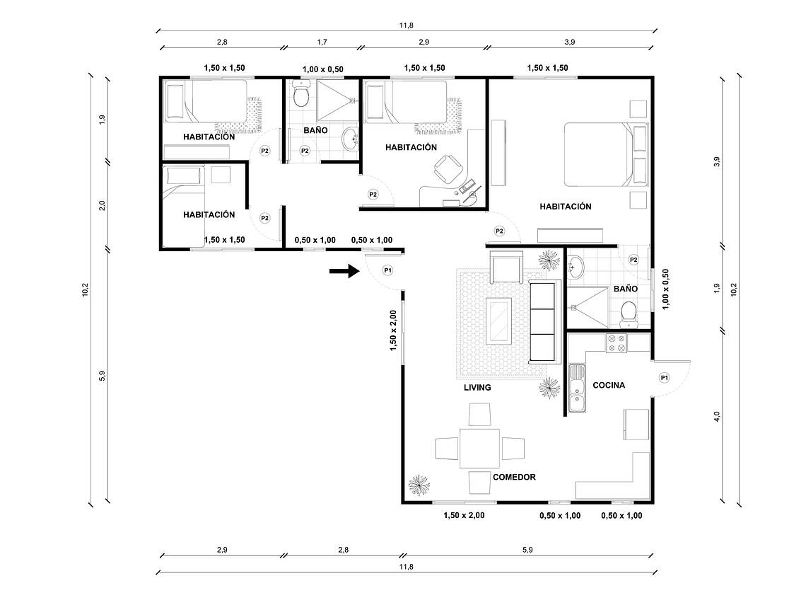 Casa Toltén 83 m² 2