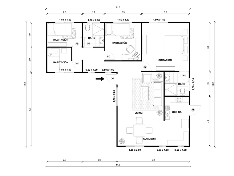 Casa Toltén 83 m² 2