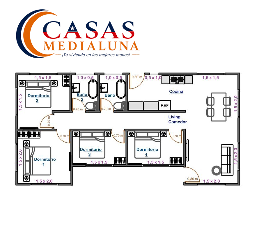 MODELO AMBAR 56 mts2 2