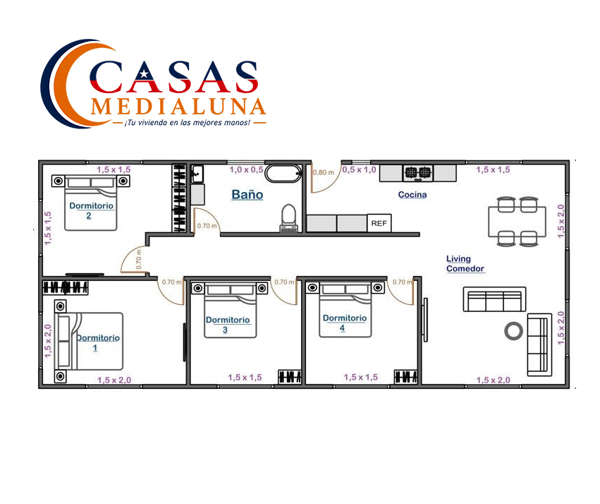 MODELO MODERNA 60 mts2 2