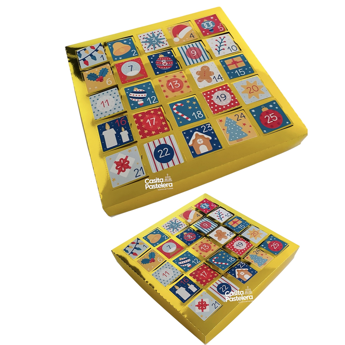 10 Cajas calendario adviento 25 días divisiones 5,5cm  30,5x30,5x5cm 