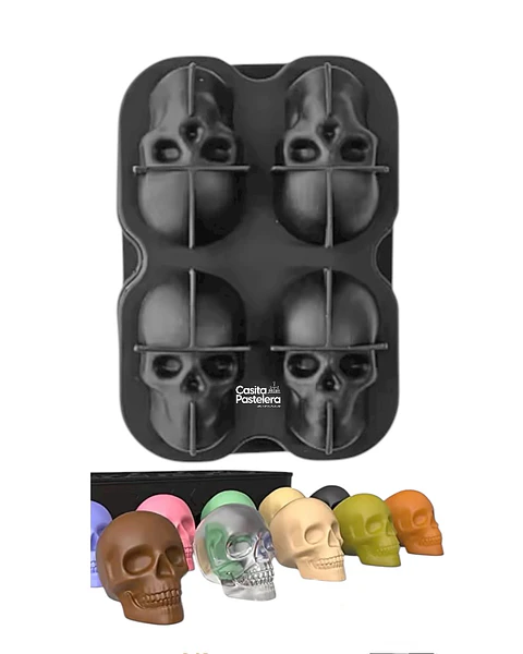 Molde chocolate 4 calaveras 3D Halloween 4,5cm