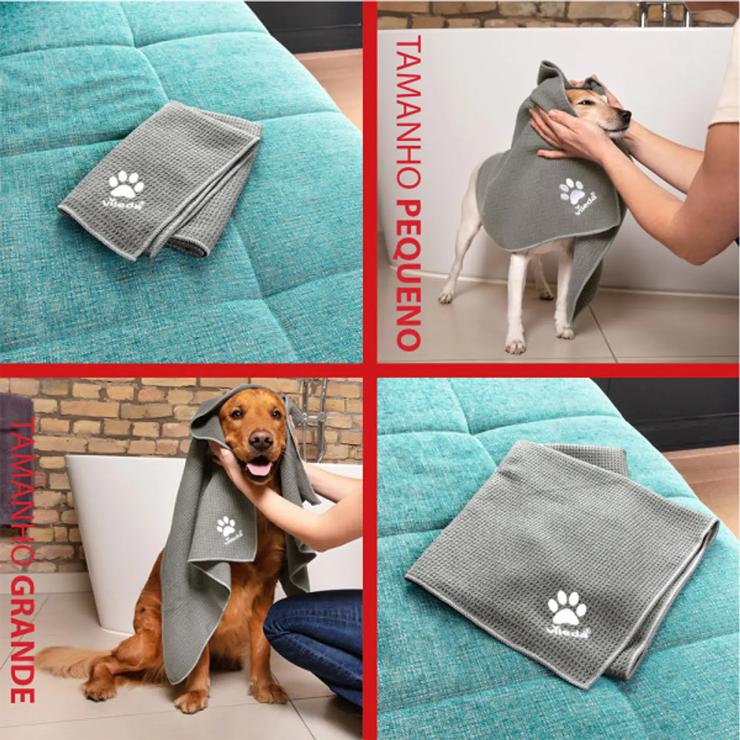 Toalha de microfibra para cães e gatos Vileda 4