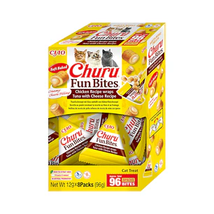 CHURU CAT FUN BITES FRANGO + ATUM E QUEIJO CAIXA 8X12G