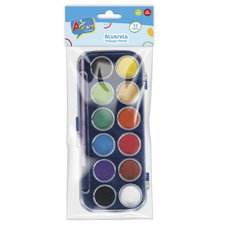 Acuarela Solida 12 Colores Mas Pincel Art & Craf 1