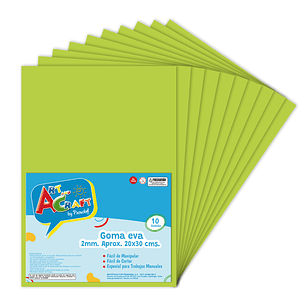 Goma Eva 20X30 Verde 10 Hojas  Art & Craf