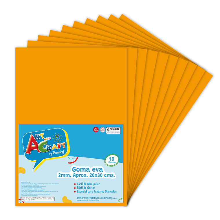 Goma Eva 20X30 Naranjo 10 Hojas  Art & Craf 1