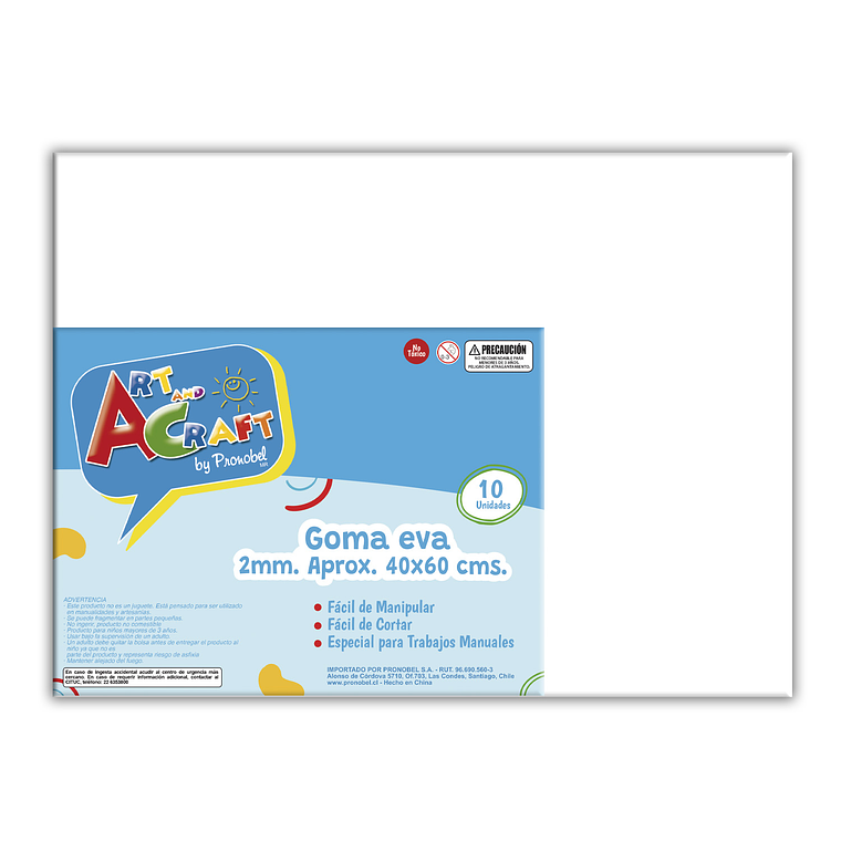 Goma Eva 40X60 Cm 2Mm Blanco Art&Craft  Unid Pliego 1