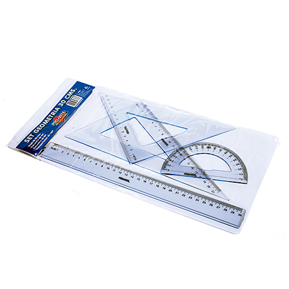 Juego Geometrico Regla 30Cm 2 Escuadr.1Transp. Proarte 1
