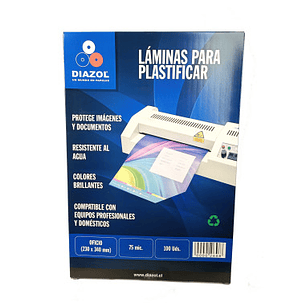 Lamina Pouche Termolaminar Oficio Caja De 100 Und 75Micr Diazol