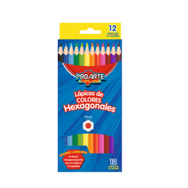 Lapices De Color Proarte Hexag.12 Largos Cm 1