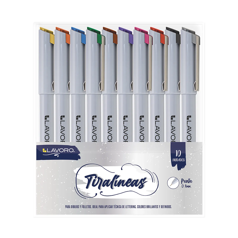 Tiralineas Set 10 Unidades Colores. 0.4M Lavoro 1