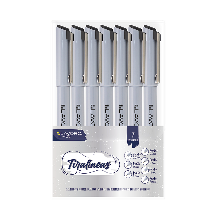 Tiralineas Set 7 Unidades Negro Lavoro, Medidas 1