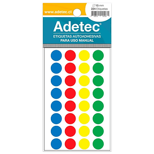 Etiqueta Manual Adetec - Circular 4 Colores 15 Mm Diametro