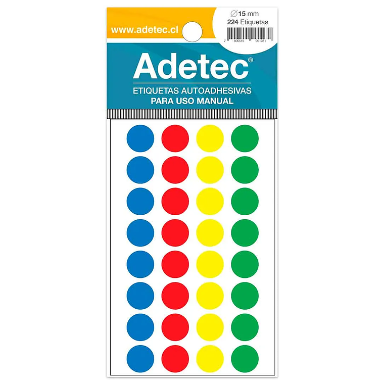 Etiqueta Manual Adetec - Circular 4 Colores 15 Mm Diametro 1