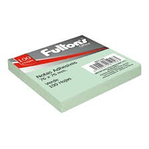 Nota Adh. 654 76X76 Mm 100 Hjs. Verde Fultons