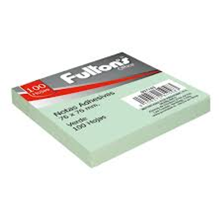 Nota Adh. 654 76X76 Mm 100 Hjs. Verde Fultons 1